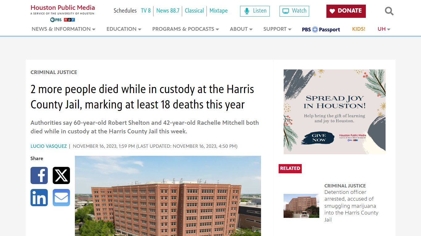 2 more people died while in custody at the Harris County Jail, marking ...